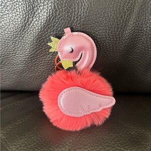 Cute Coral Flamingo Pom-Pom Bag Charm Keychain